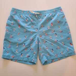 Chubbies Men's Blue Surfer Print Swim Trunks Board Shorts Size Medium
